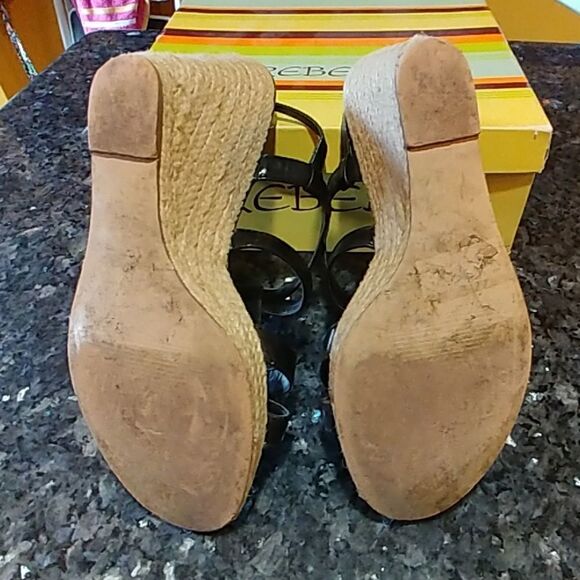 Black Strappy Wedge Sandals - Picture 4 of 4